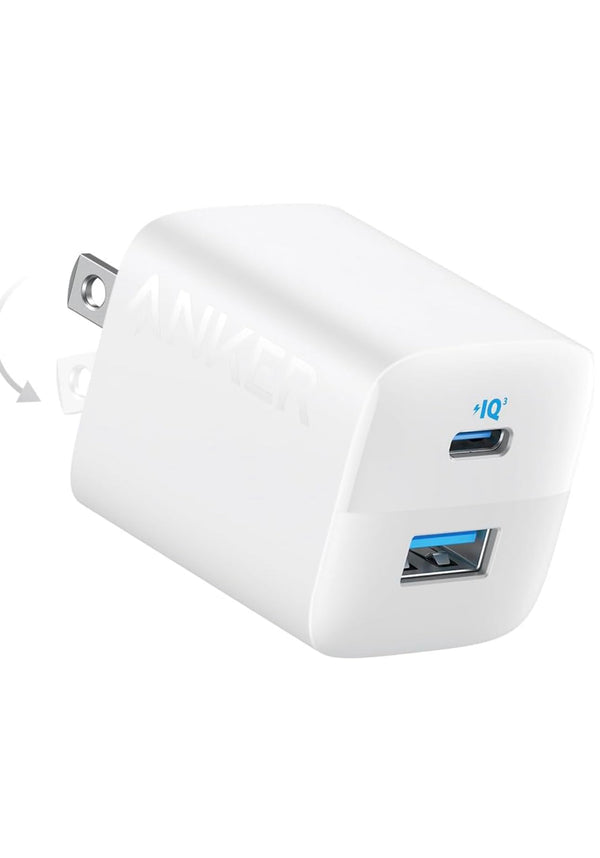 Anker USB C Charger 323 (33W), 2-Port iPhone Fast Charger, Compact for iPhone 14/14 Plus/14 Pro/14 Pro Max/13/12, Pixel, Galaxy, iPad/iPad Mini and More (Cable Not Included) White