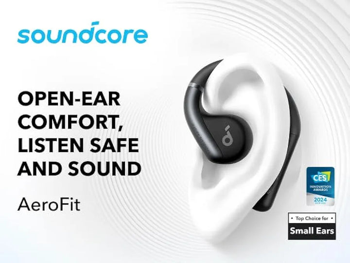 Anker Soundcore , AeroFit Open-Ear Headphones, Ultra Comfort, Snug Fit, Ergonomic Ear Hook, Balanced Sound, IPX7 Waterproof, 42H Playtime, Bluetooth 5.3, App Control, Clear Calls, Wireless Earbuds