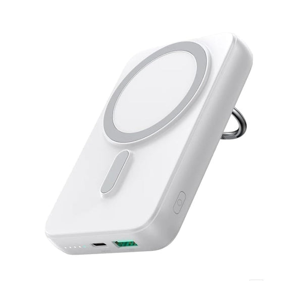 Joyroom Magnetic Wireless Power Bank Charger with Ring Holder 10000mAh Keep Your Devices Charged During Travel and Trips 20W White W050 Lithium Ampere Hour