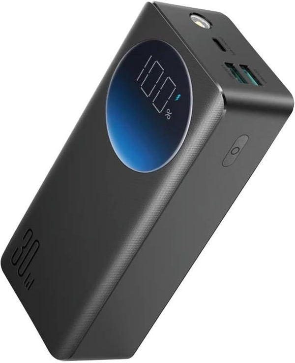 Joyroom JR-PBF03 Fast Charging Power Bank 30000mAh, 3 Ports (2 USB, 1 PD) 30W, Digital Display and Built-in Flashlight - Black