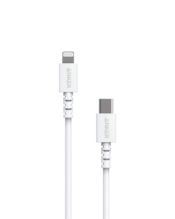 Anker PowerLine+ Lightning to USB-C Cable for Apple Devices 3ft (0.90m) - White