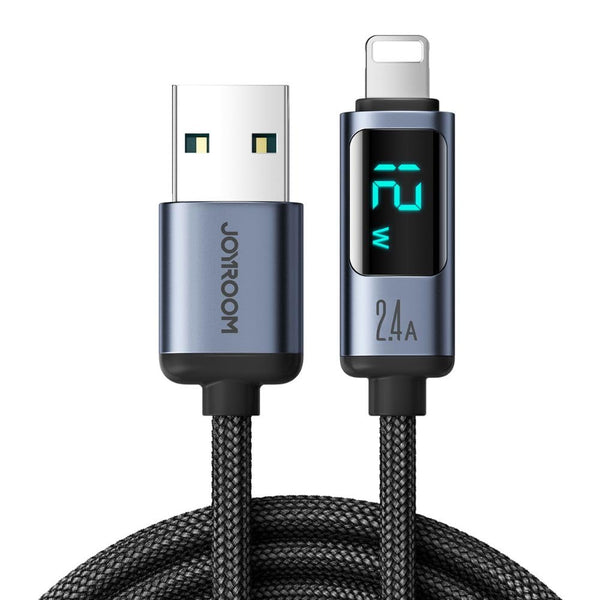 Joyroom 2.4A LED Display Charging Cable, 1.2m - Black, S-AL012A16