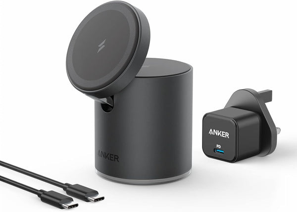 Anker 2-in-1 Magnetic Wireless Charger with MagGo Charging Dock and 20W USB Type-C Cable for iPhonesnand AirPods , Interstellar Gray, Model 623  | 18 month warranty by ETISAL anker Egypt