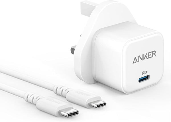 Anker USB C Plug, 20W USB C Charger, Fast Charging PowerPort III Cube Charger, Compatible with iPhone 15/15 Plus/15 Pro/15 Pro Max, 14/13/12 Series, Galaxy, iPad (3 ft USB-C to USB-C Cable Included)