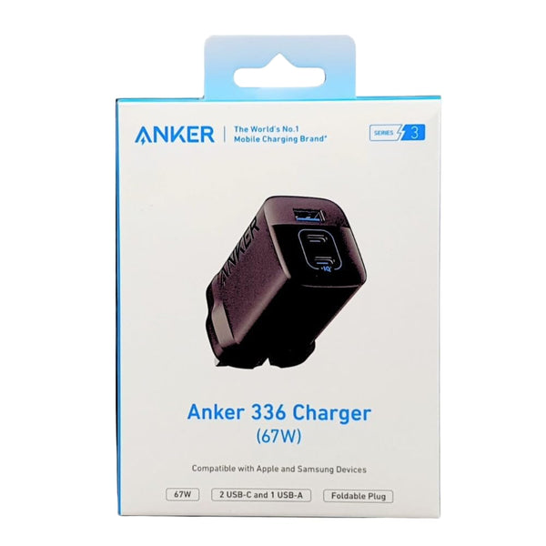 Anker - 336 (67W) Dual PD 3-Port Wall Charger (A2674), Black