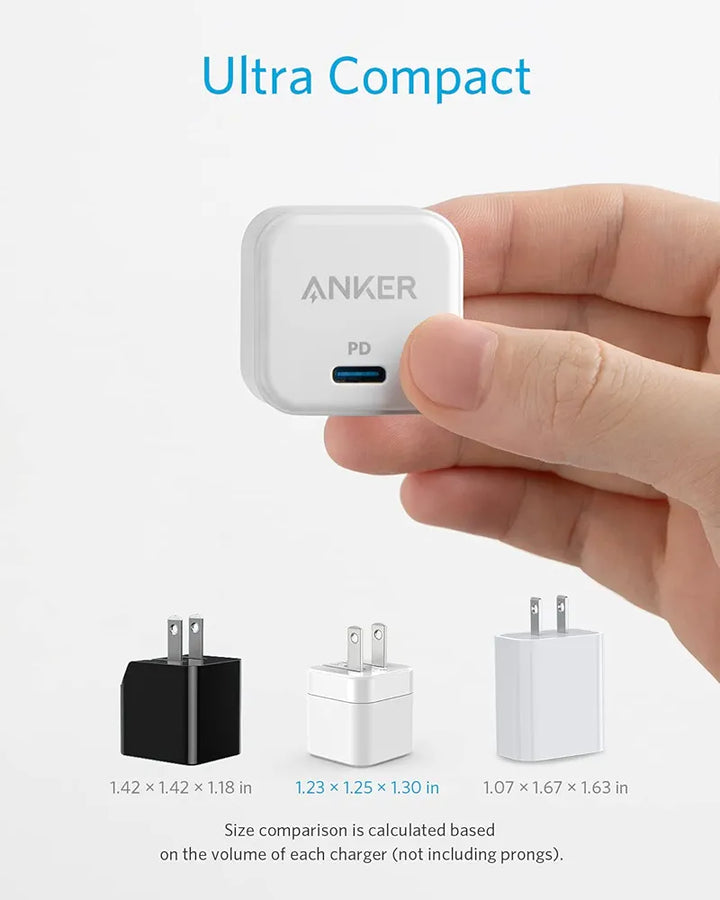 Anker USB C Charger, 20W Fast Charger with Foldable Plug, PowerPort III 20W Cube Charger for iPhone 14/14 Plus/14 Pro/14 Pro Max/13, Galaxy, Pixel 4/3, iPad/iPad Mini, Charging Cable is not included