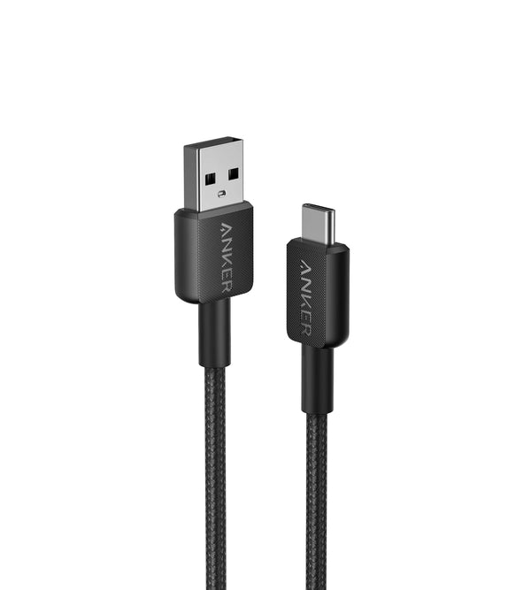 ANKER 322 USB-C to USB-A Cable (3ft/0.9m), High Durability Type C Braided Charging Cable A81H5H11 - Black