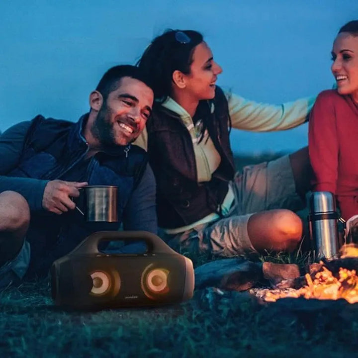 Anker soundcore select pro,outdoor bluetooth speaker with bassup technology,ipx7 waterproof,16h playtime,app,led lights built-in h&le,portable bluetooth speaker for outdoors - 18 months local warranty