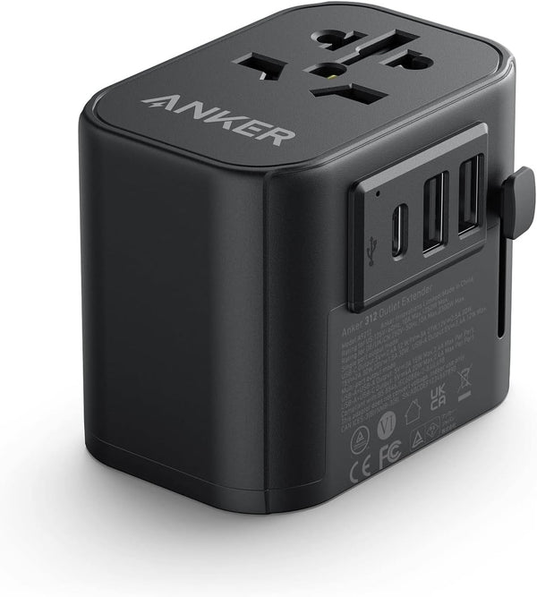 Anker PowerExtend 30W Travel Wall Charger with USB Type-C and 2 USB Type-A Ports, Black - 312 | 18 month warranty by ETISAL anker Egypt