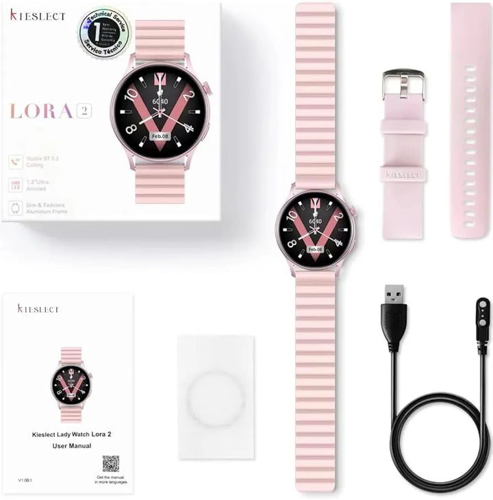 Kieslect Lora 2 Bluetooth Calling Lady Smartwatch with Double Strap 