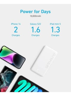 10000 MAH ANKER 323 POWERCORE PIQ USB-C POWER BANK - WHITE